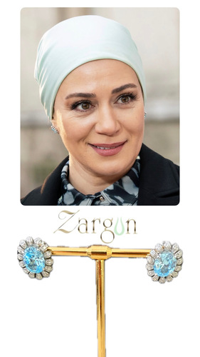 Salkım Hanım Oval Aqua Küpe