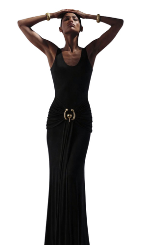 Siyah Aksesuar Detaylı Uzun Kuyruklu Şık Abiye & Mezuniyet Elbise 2252