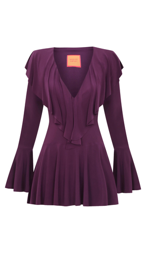 Mürdüm V Yaka Volan Detaylı Mini Elbise 2253