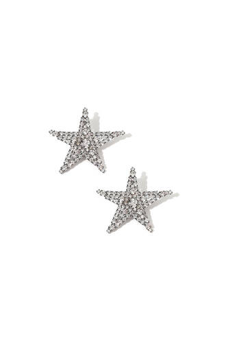 Small Star Crystal Earrings Silver plated #0043