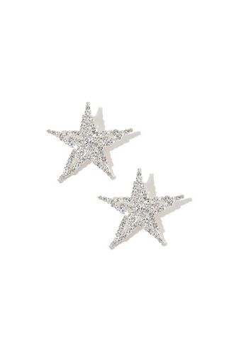 Small Star Crystal Earrings Silver plated #0044
