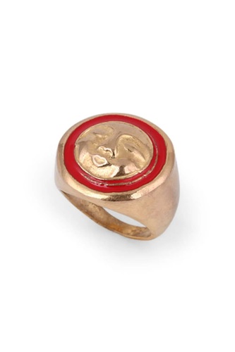 Kırmızı Mineli Face Yüzük