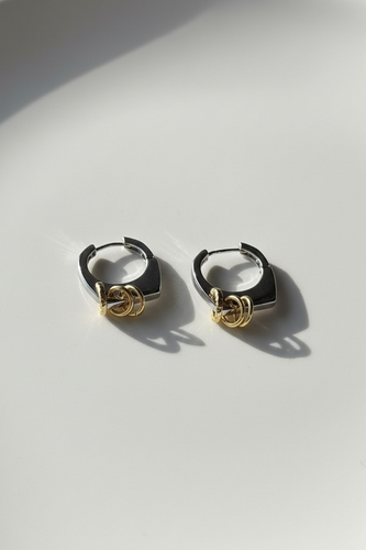 Luna Two Tone Silver Küpe