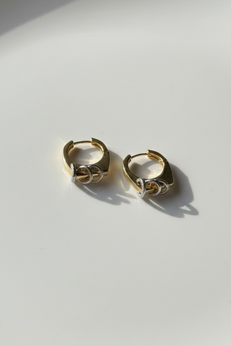 Luna Two Tone Gold Küpe