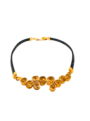 Thorny Wild Roses Multi Rose Necklace - Gold Plated