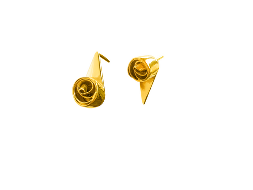 Thorny Wild Roses Mini Earrings - Gold Plated