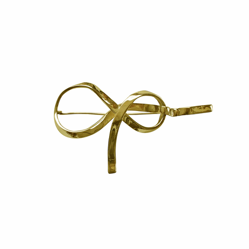 SILVER BOW MAXI BROOCH - GOLD PLATED